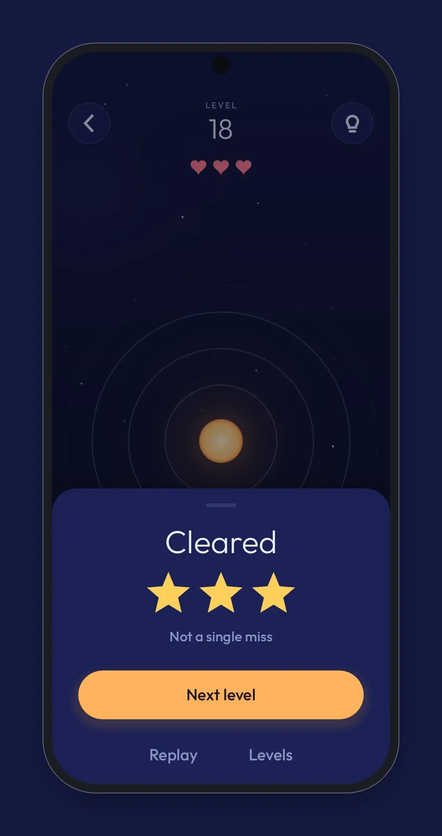 Apsis result sheet with three gold stars and the words Not a single miss