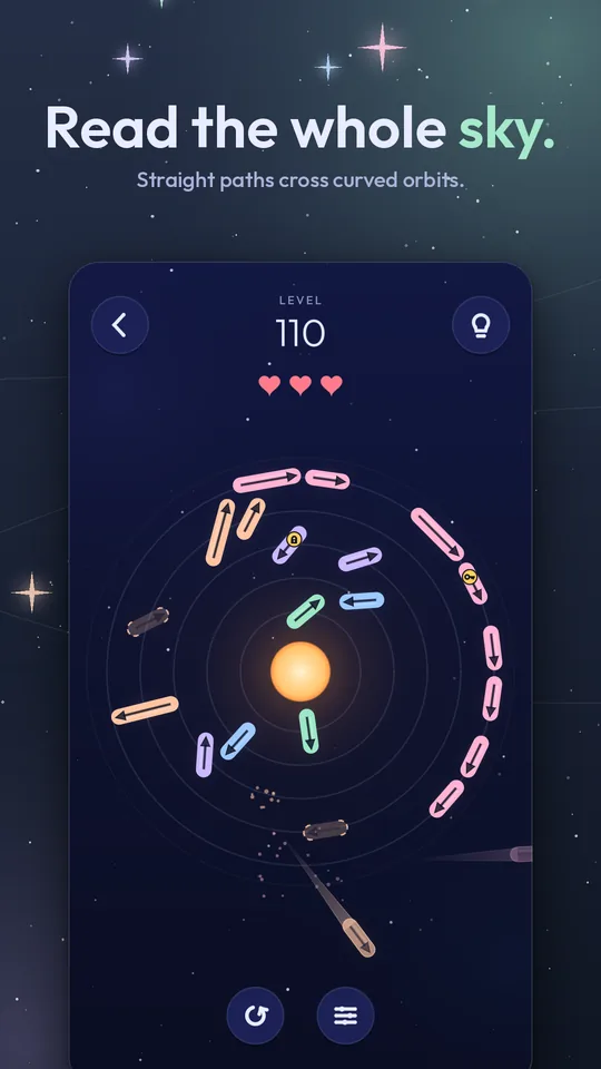 Read the whole sky. A crowded level of arrows on many orbits.