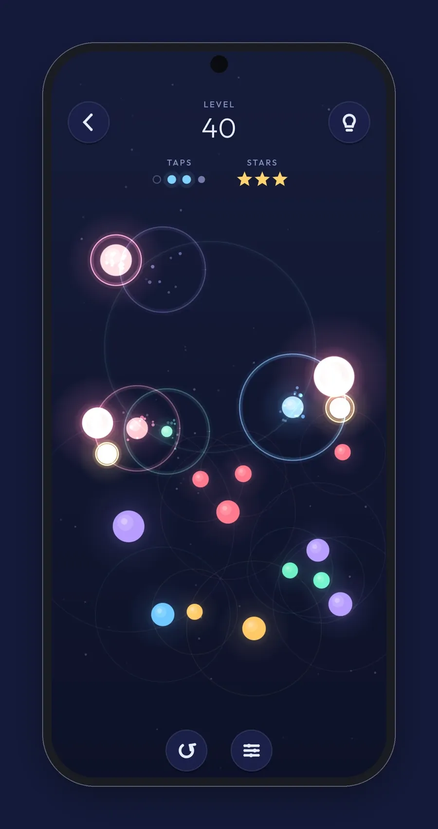 Carillon on a phone, mid-chain on level 40, with rings spreading across the upper half of the field