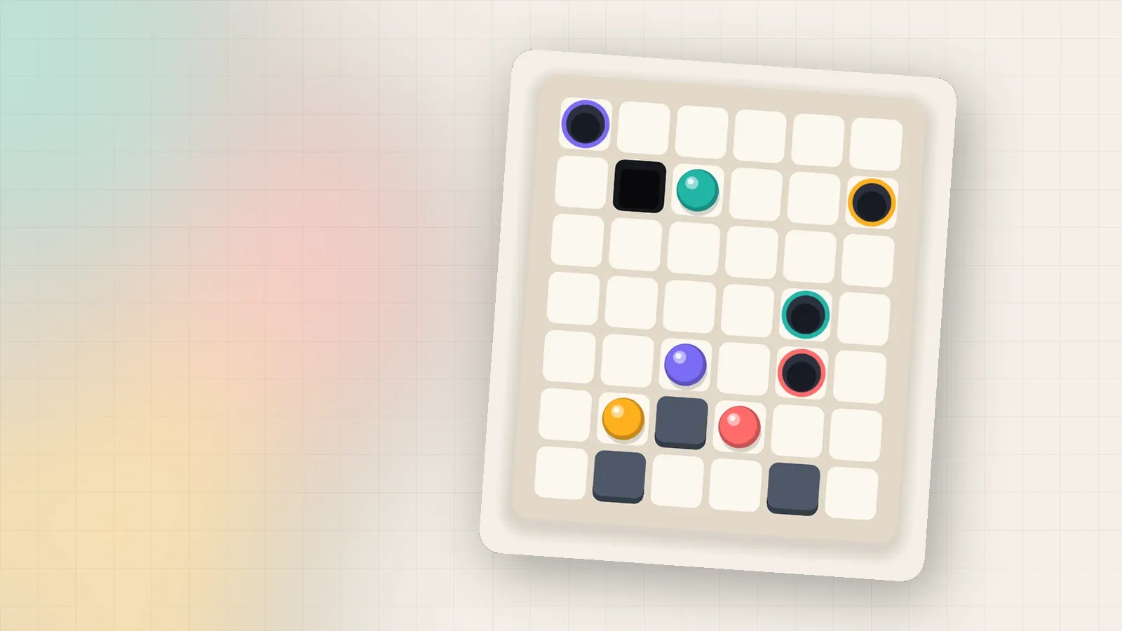 A Plumb puzzle board with walls and marbles on a warm, softly lit background