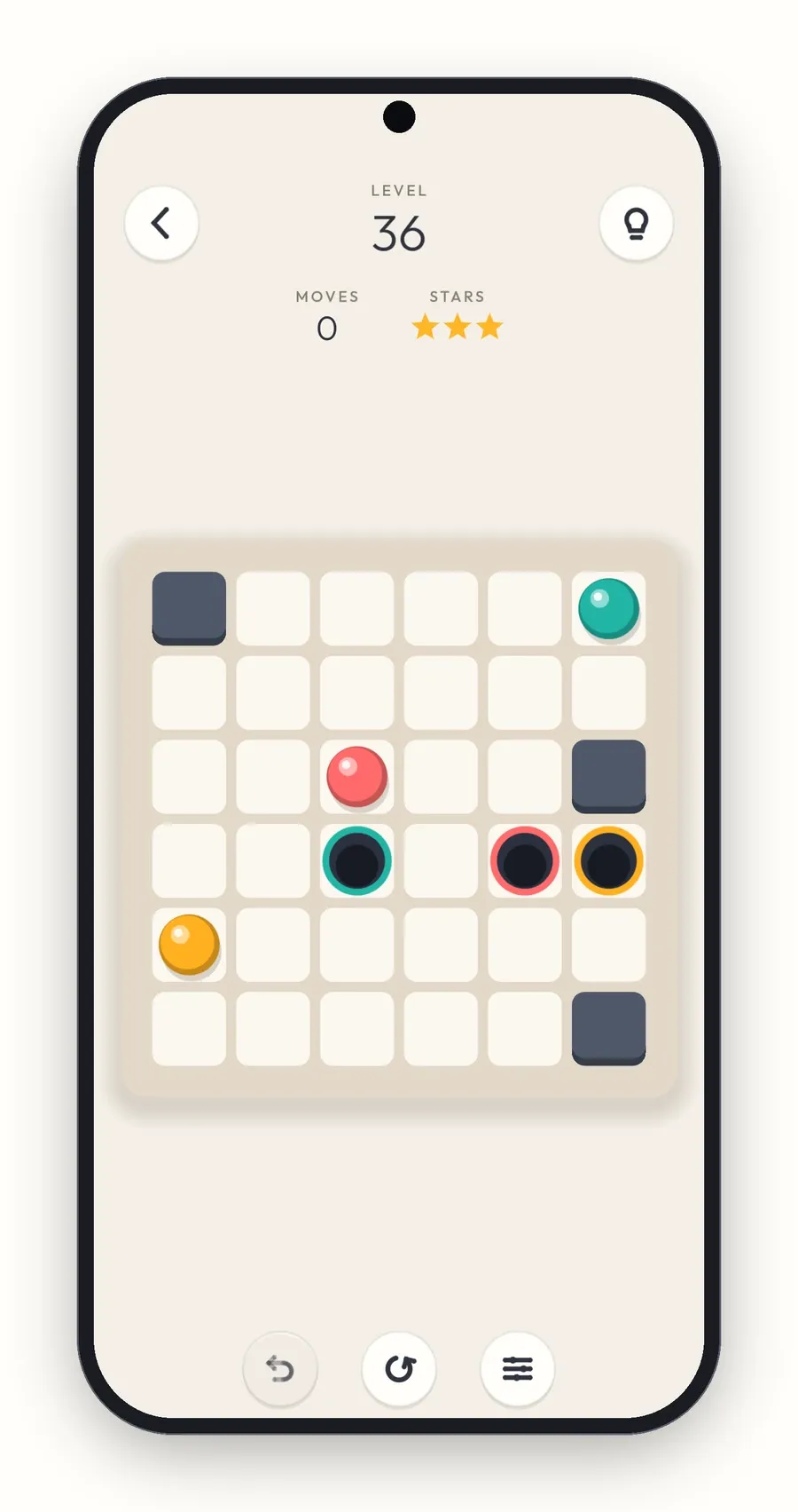 Plumb on a phone showing the sheet that appears after a marble falls into a pit, with an undo button