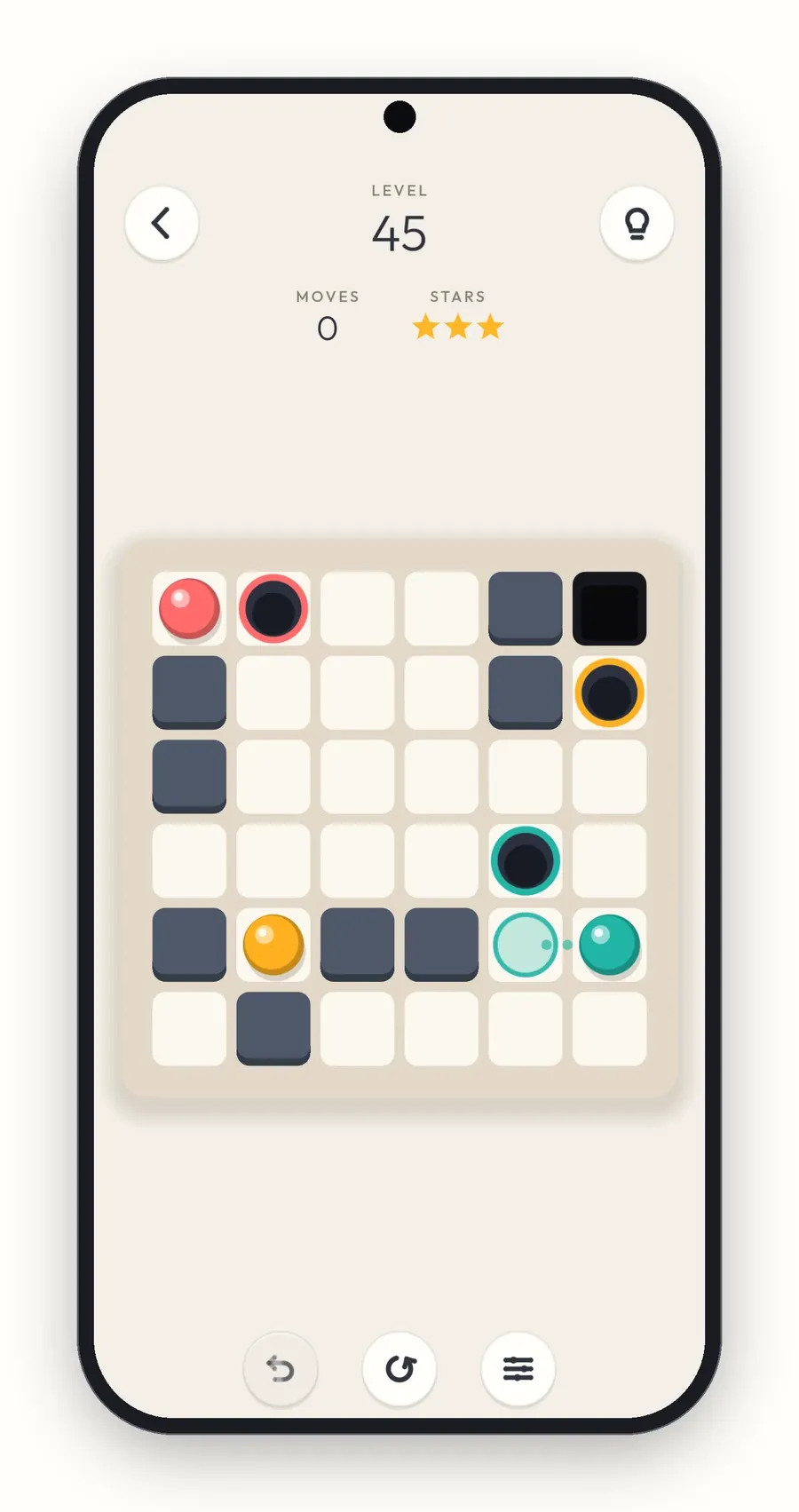 Plumb on a phone, with the hint preview drawn across the board