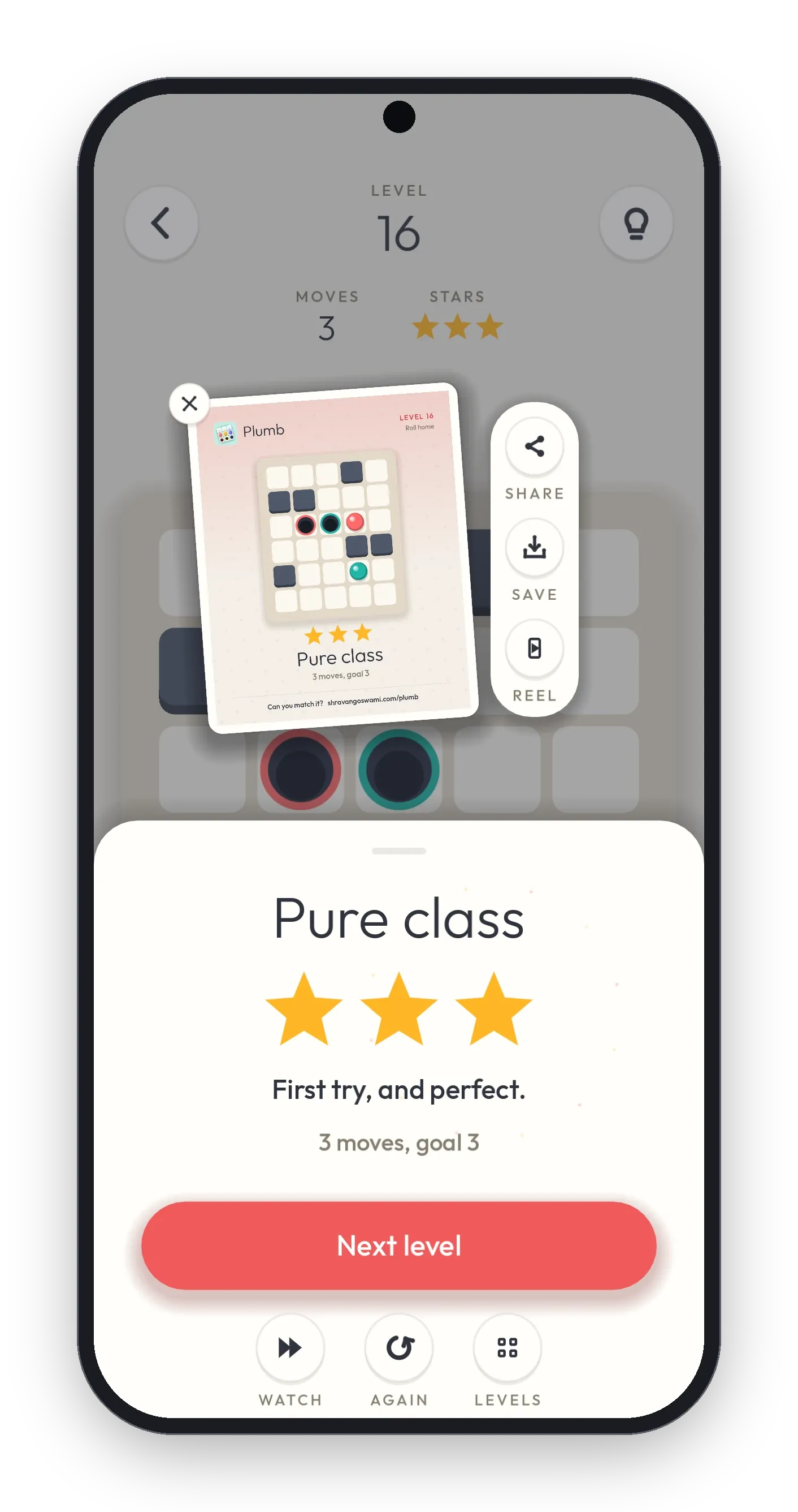 A solved Plumb level with three gold stars